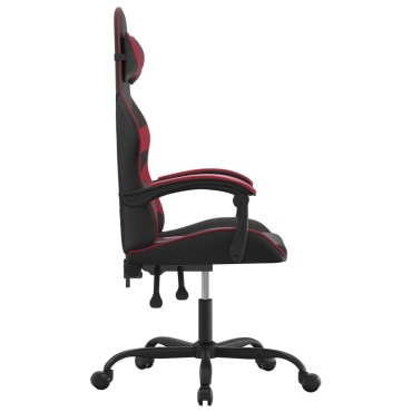 vidaXL Καρέκλα Gaming Περιστρεφόμενη Μαύρη/Μπορντό από Συνθετικό Δέρμα 57,5x59,5x(121-131)cm 1 τεμ.