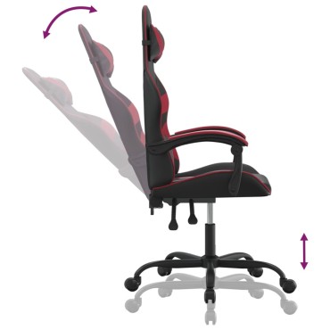 vidaXL Καρέκλα Gaming Περιστρεφόμενη Μαύρη/Μπορντό από Συνθετικό Δέρμα 57,5x59,5x(121-131)cm 1 τεμ.