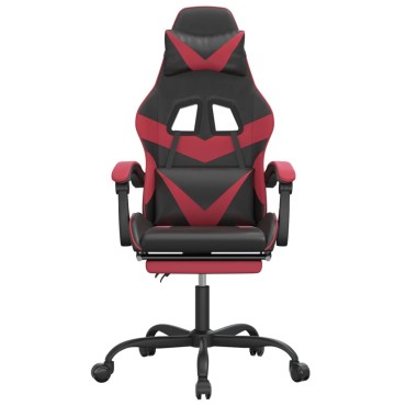 vidaXL Καρέκλα Gaming Περιστρ. Υποπόδιο Μαύρο/Μπορντό Συνθετικό Δέρμα 57,5x59,5x(121-131)cm 1 τεμ.