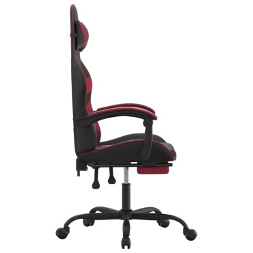 vidaXL Καρέκλα Gaming Περιστρ. Υποπόδιο Μαύρο/Μπορντό Συνθετικό Δέρμα 57,5x59,5x(121-131)cm 1 τεμ.