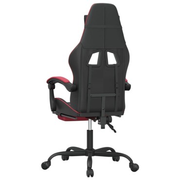 vidaXL Καρέκλα Gaming Περιστρ. Υποπόδιο Μαύρο/Μπορντό Συνθετικό Δέρμα 57,5x59,5x(121-131)cm 1 τεμ.