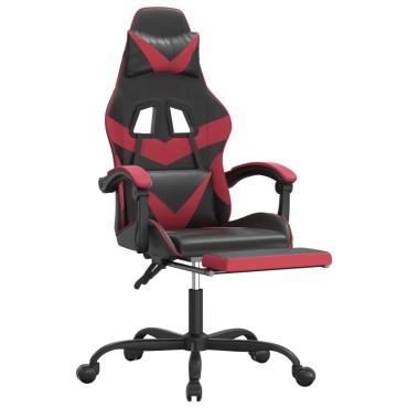 vidaXL Καρέκλα Gaming Περιστρ. Υποπόδιο Μαύρο/Μπορντό Συνθετικό Δέρμα 57,5x59,5x(121-131)cm 1 τεμ.