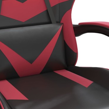 vidaXL Καρέκλα Gaming Περιστρ. Υποπόδιο Μαύρο/Μπορντό Συνθετικό Δέρμα 57,5x59,5x(121-131)cm 1 τεμ.