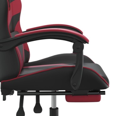 vidaXL Καρέκλα Gaming Περιστρ. Υποπόδιο Μαύρο/Μπορντό Συνθετικό Δέρμα 57,5x59,5x(121-131)cm 1 τεμ.