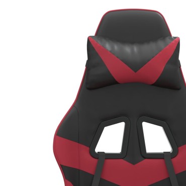 vidaXL Καρέκλα Gaming Περιστρ. Υποπόδιο Μαύρο/Μπορντό Συνθετικό Δέρμα 57,5x59,5x(121-131)cm 1 τεμ.