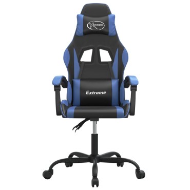 vidaXL Καρέκλα Gaming Περιστρεφόμενη Μαύρη & Μπλε από Συνθετικό Δέρμα 57,5x59,5x(121-131)cm 1 τεμ.