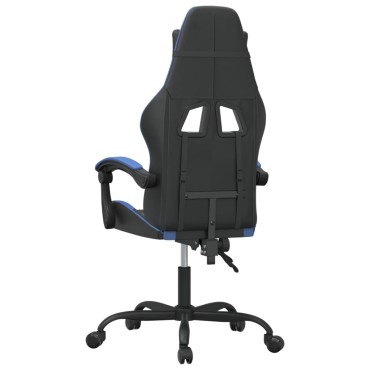 vidaXL Καρέκλα Gaming Περιστρεφόμενη Μαύρη & Μπλε από Συνθετικό Δέρμα 57,5x59,5x(121-131)cm 1 τεμ.