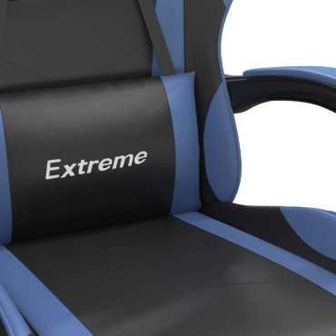 vidaXL Καρέκλα Gaming Περιστρεφόμενη Μαύρη & Μπλε από Συνθετικό Δέρμα 57,5x59,5x(121-131)cm 1 τεμ.