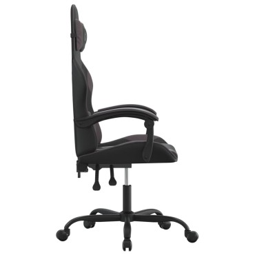 vidaXL Καρέκλα Gaming Περιστρεφόμενη Μαύρη/Γκρι από Συνθετικό Δέρμα 57,5x59,5x(121-131)cm 1 τεμ.