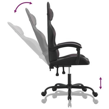 vidaXL Καρέκλα Gaming Περιστρεφόμενη Μαύρη/Γκρι από Συνθετικό Δέρμα 57,5x59,5x(121-131)cm 1 τεμ.