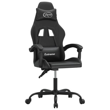vidaXL Καρέκλα Gaming Περιστρεφόμενη Μαύρη από Συνθετικό Δέρμα 57,5x59,5x(121-131)cm 1 τεμ.