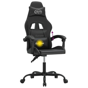 vidaXL Καρέκλα Gaming Περιστρεφόμενη Μαύρη από Συνθετικό Δέρμα 57,5x59,5x(121-131)cm 1 τεμ.