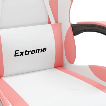 vidaXL Καρέκλα Gaming Περιστρεφόμενη Λευκή και Ροζ από Συνθετικό Δέρμα 57,5x59,5x(121-131)cm 1 τεμ.
