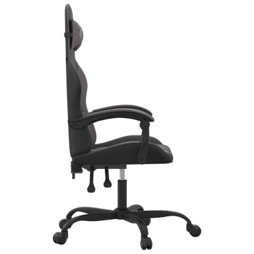 vidaXL Καρέκλα Gaming Περιστρεφόμενη Μαύρη/Γκρι από Συνθετικό Δέρμα 57,5x59,5x(121-131)cm 1 τεμ.