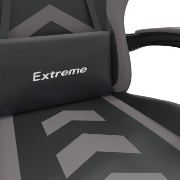 vidaXL Καρέκλα Gaming Περιστρεφόμενη Μαύρη/Γκρι από Συνθετικό Δέρμα 57,5x59,5x(121-131)cm 1 τεμ.