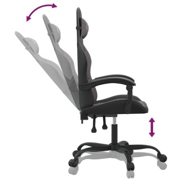vidaXL Καρέκλα Gaming Περιστρεφόμενη Μαύρη/Γκρι από Συνθετικό Δέρμα 57,5x59,5x(121-131)cm 1 τεμ.