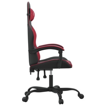 vidaXL Καρέκλα Gaming Περιστρεφόμενη Μαύρη/Μπορντό από Συνθετικό Δέρμα 57,5x59,5x(121-131)cm 1 τεμ.