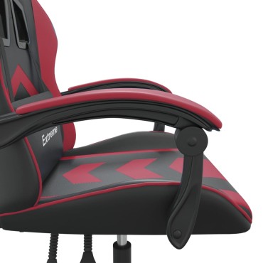 vidaXL Καρέκλα Gaming Περιστρεφόμενη Μαύρη/Μπορντό από Συνθετικό Δέρμα 57,5x59,5x(121-131)cm 1 τεμ.
