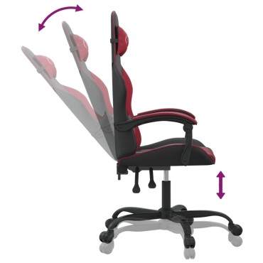 vidaXL Καρέκλα Gaming Περιστρεφόμενη Μαύρη/Μπορντό από Συνθετικό Δέρμα 57,5x59,5x(121-131)cm 1 τεμ.