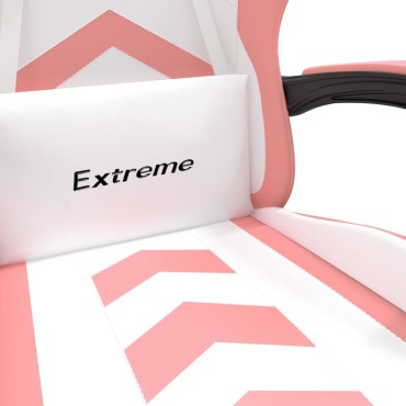 vidaXL Καρέκλα Gaming Περιστρεφόμενη Λευκή και Ροζ από Συνθετικό Δέρμα 57,5x59,5x(121-131)cm 1 τεμ.