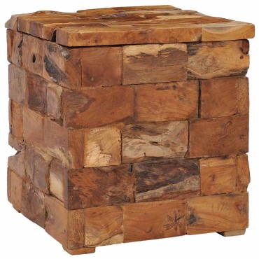 vidaXL Σκαμπό Αποθήκευσης από Μασίφ Ξύλο Teak 40x40x45cm 1 τεμ.