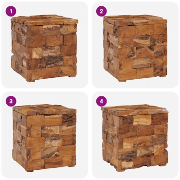 vidaXL Σκαμπό Αποθήκευσης από Μασίφ Ξύλο Teak 40x40x45cm 1 τεμ.