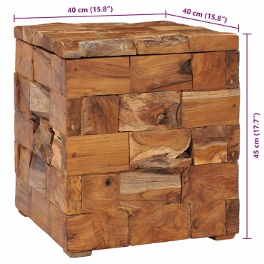 vidaXL Σκαμπό Αποθήκευσης από Μασίφ Ξύλο Teak 40x40x45cm 1 τεμ.