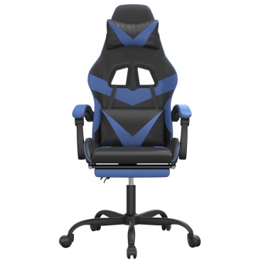 vidaXL Καρέκλα Gaming Μασάζ Υποπόδιο Μαύρο/μπλε από Συνθετικό Δέρμα 57,5x59,5x(121-131)cm 1 τεμ.