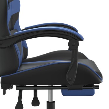 vidaXL Καρέκλα Gaming Μασάζ Υποπόδιο Μαύρο/μπλε από Συνθετικό Δέρμα 57,5x59,5x(121-131)cm 1 τεμ.