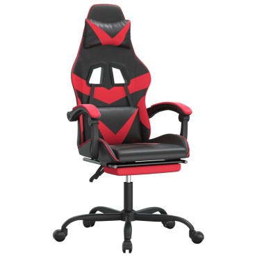vidaXL Καρέκλα Gaming Μασάζ Υποπόδιο Μαύρο/Κόκκινο από Συνθετικό Δέρμα 57,5x59,5x(121-131)cm 1 τεμ.
