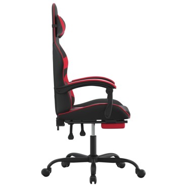 vidaXL Καρέκλα Gaming Μασάζ Υποπόδιο Μαύρο/Κόκκινο από Συνθετικό Δέρμα 57,5x59,5x(121-131)cm 1 τεμ.