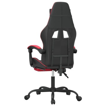 vidaXL Καρέκλα Gaming Μασάζ Υποπόδιο Μαύρο/Κόκκινο από Συνθετικό Δέρμα 57,5x59,5x(121-131)cm 1 τεμ.