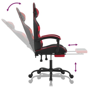 vidaXL Καρέκλα Gaming Μασάζ Υποπόδιο Μαύρο/Κόκκινο από Συνθετικό Δέρμα 57,5x59,5x(121-131)cm 1 τεμ.