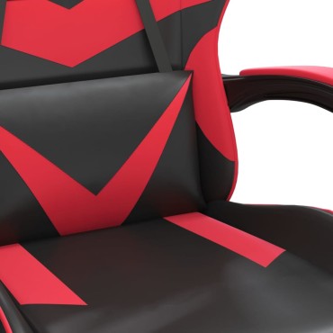 vidaXL Καρέκλα Gaming Μασάζ Υποπόδιο Μαύρο/Κόκκινο από Συνθετικό Δέρμα 57,5x59,5x(121-131)cm 1 τεμ.