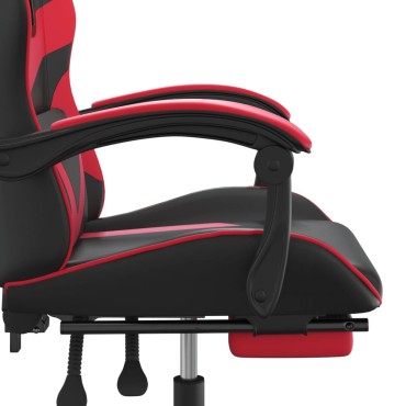 vidaXL Καρέκλα Gaming Μασάζ Υποπόδιο Μαύρο/Κόκκινο από Συνθετικό Δέρμα 57,5x59,5x(121-131)cm 1 τεμ.