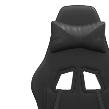 vidaXL Καρέκλα Gaming Μασάζ Υποπόδιο Μαύρο από Συνθετικό Δέρμα 57,5x59,5x(121-131)cm 1 τεμ.