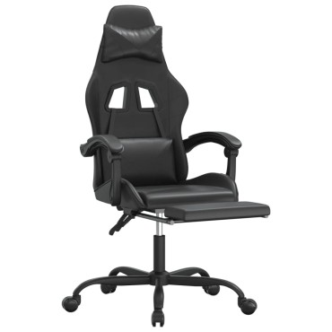 vidaXL Καρέκλα Gaming Μασάζ Υποπόδιο Μαύρο από Συνθετικό Δέρμα 57,5x59,5x(121-131)cm 1 τεμ.