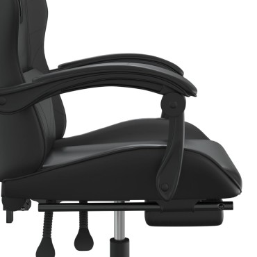 vidaXL Καρέκλα Gaming Μασάζ Υποπόδιο Μαύρο από Συνθετικό Δέρμα 57,5x59,5x(121-131)cm 1 τεμ.