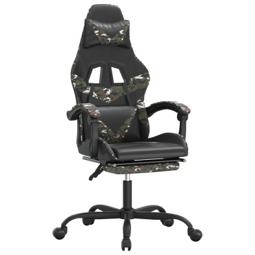 vidaXL Καρέκλα Gaming Μασάζ Υποπόδιο Μαύρο/Παραλλαγή Συνθετικό Δέρμα 57,5x59,5x(121-131)cm 1 τεμ.