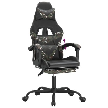 vidaXL Καρέκλα Gaming Μασάζ Υποπόδιο Μαύρο/Παραλλαγή Συνθετικό Δέρμα 57,5x59,5x(121-131)cm 1 τεμ.