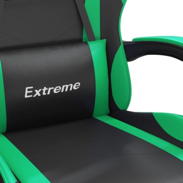 vidaXL Καρέκλα Gaming Μασάζ Υποπόδιο Μαύρο/Πράσινο από Συνθετικό Δέρμα 57,5x59,5x(121-131)cm 1 τεμ.