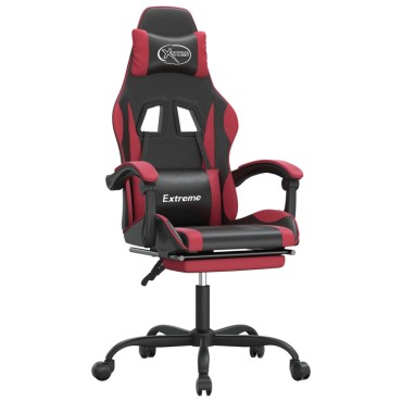 vidaXL Καρέκλα Gaming Μασάζ Υποπόδιο Μαύρο/Μπορντό από Συνθετικό Δέρμα 57,5x59,5x(121-131)cm 1 τεμ.