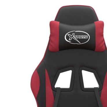 vidaXL Καρέκλα Gaming Μασάζ Υποπόδιο Μαύρο/Μπορντό από Συνθετικό Δέρμα 57,5x59,5x(121-131)cm 1 τεμ.