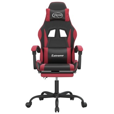 vidaXL Καρέκλα Gaming Μασάζ Υποπόδιο Μαύρο/Μπορντό από Συνθετικό Δέρμα 57,5x59,5x(121-131)cm 1 τεμ.