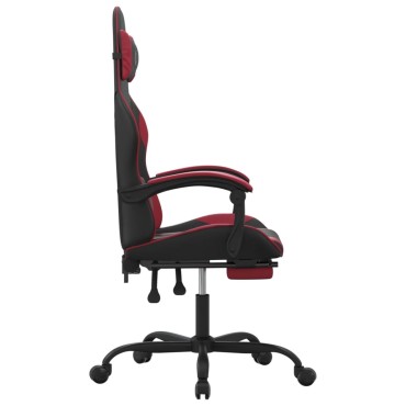 vidaXL Καρέκλα Gaming Μασάζ Υποπόδιο Μαύρο/Μπορντό από Συνθετικό Δέρμα 57,5x59,5x(121-131)cm 1 τεμ.
