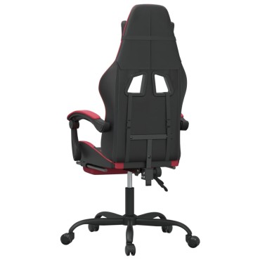 vidaXL Καρέκλα Gaming Μασάζ Υποπόδιο Μαύρο/Μπορντό από Συνθετικό Δέρμα 57,5x59,5x(121-131)cm 1 τεμ.