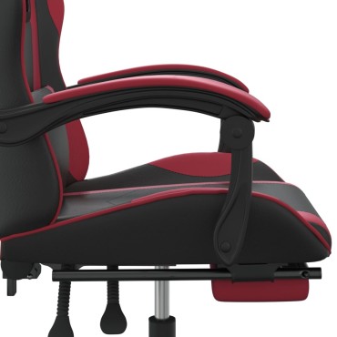 vidaXL Καρέκλα Gaming Μασάζ Υποπόδιο Μαύρο/Μπορντό από Συνθετικό Δέρμα 57,5x59,5x(121-131)cm 1 τεμ.