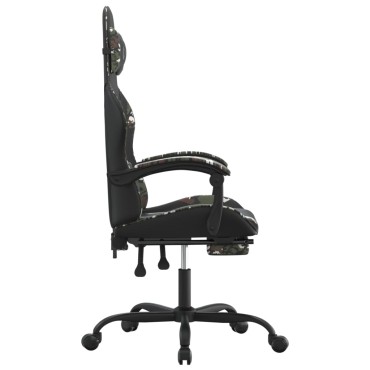 vidaXL Καρέκλα Gaming Μασάζ Υποπόδιο Μαύρο/Παραλλαγή Συνθετικό Δέρμα 57,5x59,5x(121-131)cm 1 τεμ.