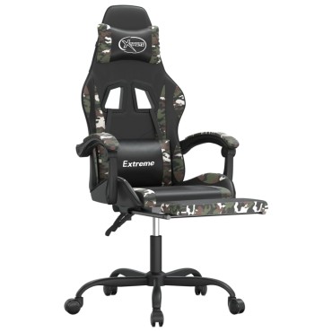 vidaXL Καρέκλα Gaming Μασάζ Υποπόδιο Μαύρο/Παραλλαγή Συνθετικό Δέρμα 57,5x59,5x(121-131)cm 1 τεμ.