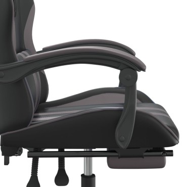 vidaXL Καρέκλα Gaming Περιστρ. Υποπόδιο Μαύρο&Γκρι Συνθετικό Δέρμα 57,5x59,5x(121-131)cm 1 τεμ.